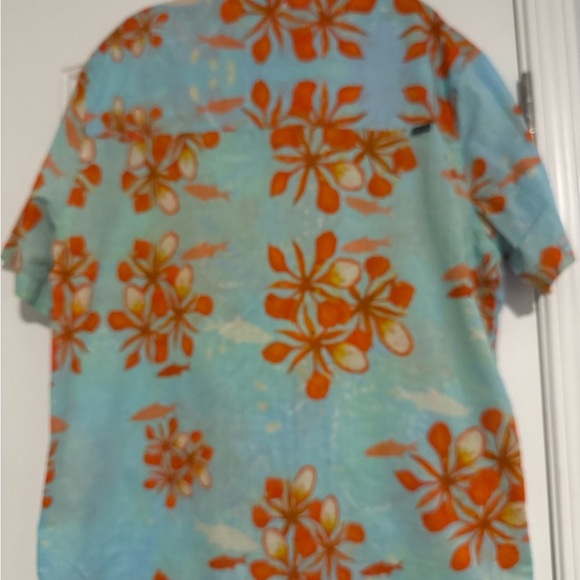 Vibrant Blue and Orange Casual Button Down Shirt - Picture 3 of 6